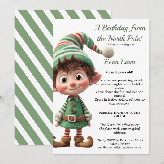North Pole Birthday Magic | Enchanted Elf Kaart (Voorkant / Achterkant)
