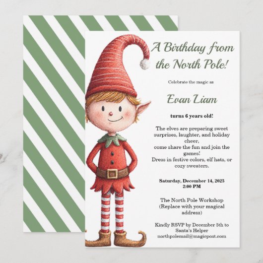 North Pole Birthday Magic | Enchanted Elf Kaart (Voorkant / Achterkant)
