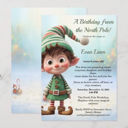 North Pole Birthday Magic | Enchanted Elf Kaart (Voorkant / Achterkant)