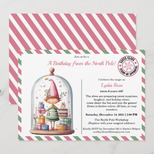 North Pole Birthday Magic | Enchanted Elf Kaart (Voorkant / Achterkant)