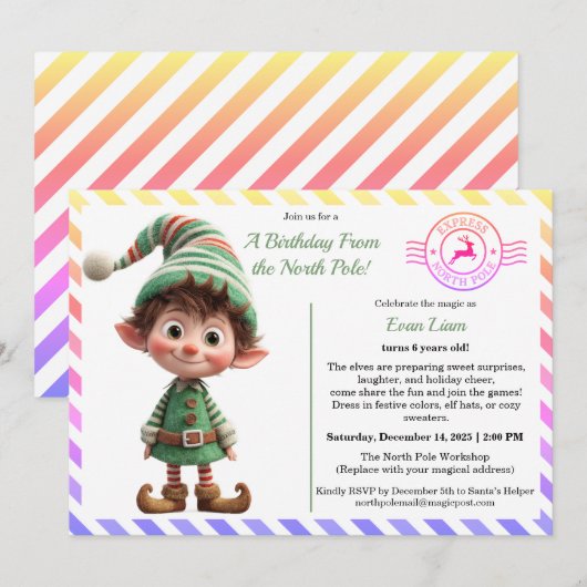 North Pole Birthday Magic | Enchanted Elf Kaart (Voorkant / Achterkant)