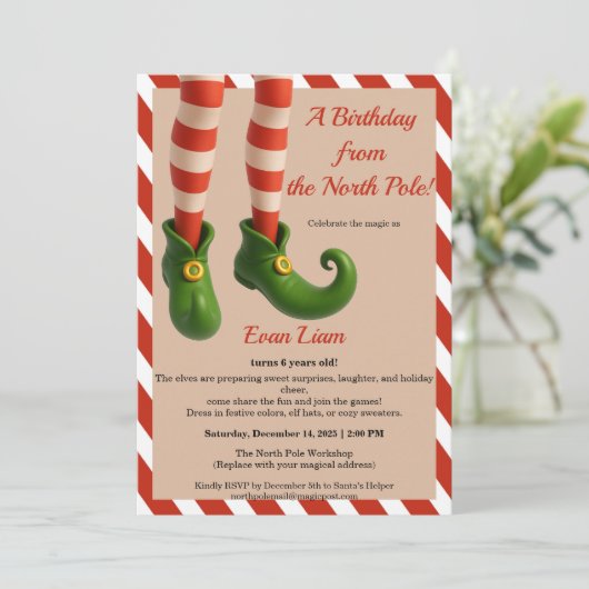 North Pole Birthday Magic | Enchanted Elf Kaart (Staand voorkant)