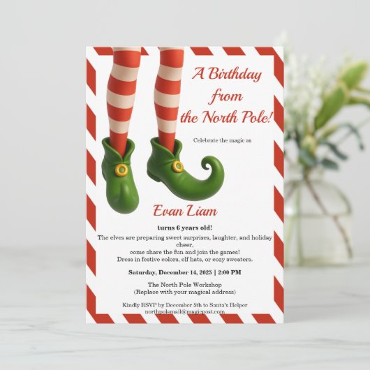 North Pole Birthday Magic | Enchanted Elf Kaart (Staand voorkant)