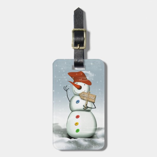 North Pole Bound Snowman Bagagelabel (Voorkant verticaal)