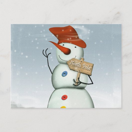 North Pole Bound Snowman Briefkaart (Voorkant)