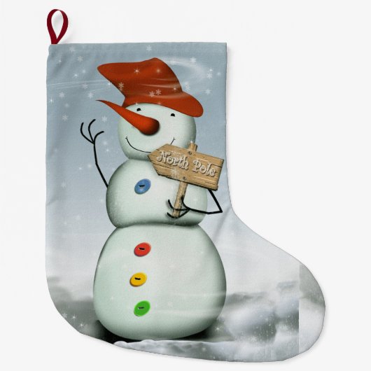 North Pole Bound Snowman Grote Kerstsok (Voorkant)