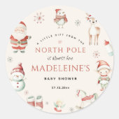 North Pole Christmas Express bezorging Baby shower Ronde Sticker (Voorkant)