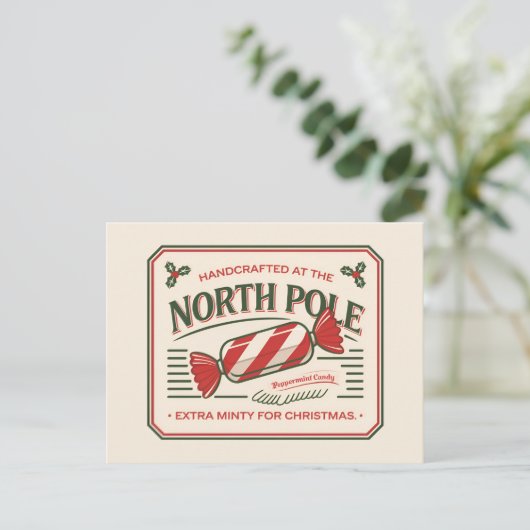 North Pole Christmas mints voeg bericht toe Feestdagenkaart (Staand voorkant)