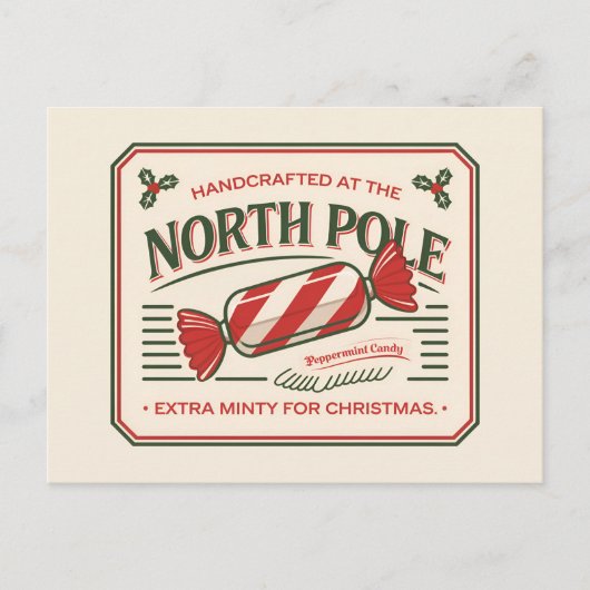 North Pole Christmas mints voeg bericht toe Feestdagenkaart (Voorkant)
