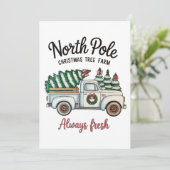 North Pole Christmas Tree Farm Always Fresh Truck Feestdagenkaart (Staand voorkant)