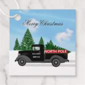 North Pole Delivery Truck - Vrolijk kerstcadeau Bedankjes Labels (Voorkant)