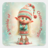 North Pole Elf Celebration | Christmas Magic Vierkante Sticker (Voorkant)