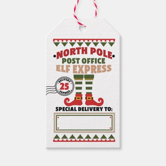 North Pole Elf Express-levering vanaf Santa Cadeaulabel (Voorkant)