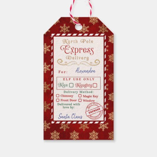 North Pole Express Delivery label. Speciale leveri Cadeaulabel (Voorkant)