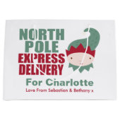 North Pole Express Delivery Personalized Elf Groot Cadeauzakje (Voorkant)
