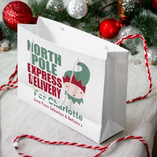 North Pole Express Delivery Personalized Elf Groot Cadeauzakje
