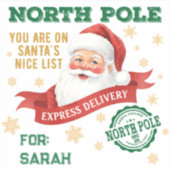 North Pole Express Delivery Santa Christmas Sticker (Voorkant)