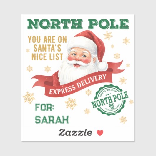 North Pole Express Delivery Santa Christmas Sticker (Vel)