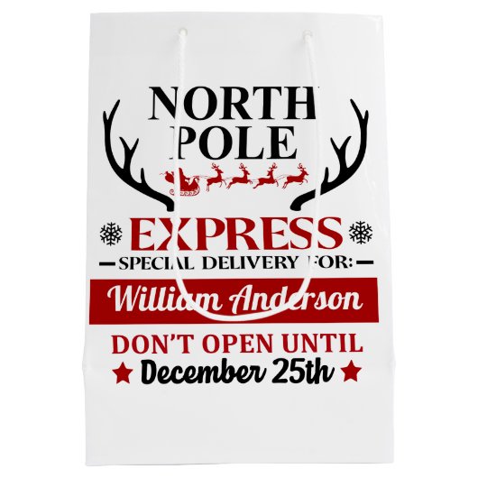 North Pole Express Gift Bag - special delivery Medium Cadeauzakje (Achterkant)