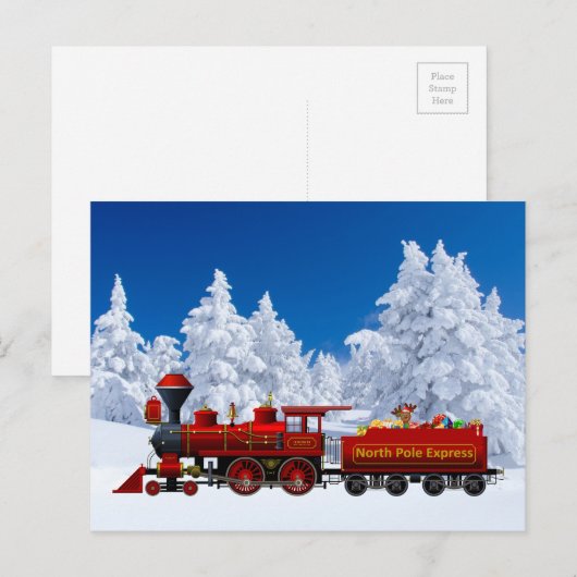 North Pole Express kersttrein Feestdagenkaart (Voorkant / Achterkant)