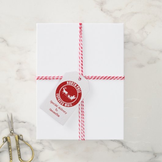 North Pole Express Mail Cadeaus van Kerstmis Cadeaulabel (Met Touw)