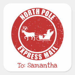 North Pole Express Mail Cadeaus van Kerstmis Vierkante Sticker