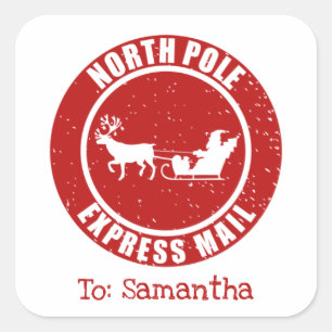 North Pole Express Mail Cadeaus van Kerstmis Vierkante Sticker