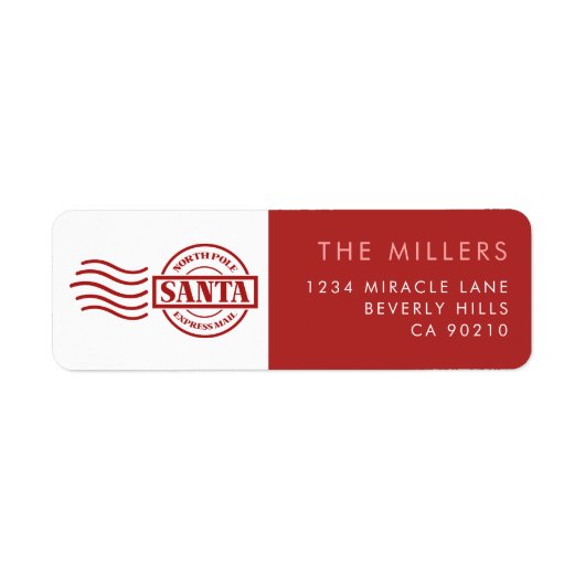North Pole Express Mail Classic Rood Modern Minima Etiket (Voorkant)