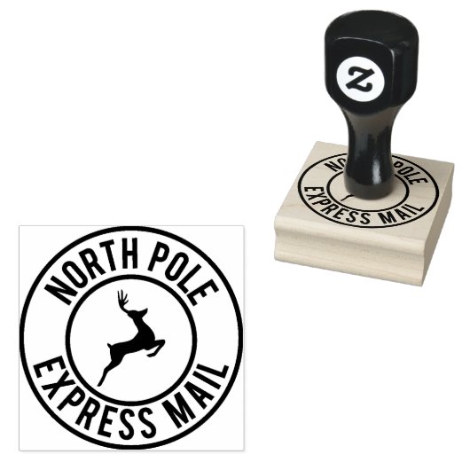 North Pole Express Mail Rendier Leveringsstempel Rubberstempel (Gestempeld)