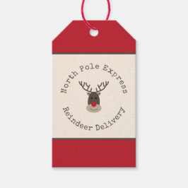 North Pole Express Rendier Rudolph Gift Label Cadeaulabel