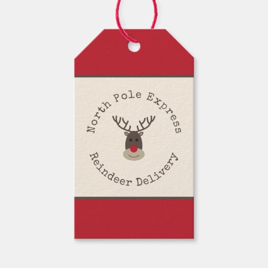 North Pole Express Rendier Rudolph Gift Label Cadeaulabel (Voorkant)