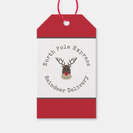 North Pole Express Rendier Rudolph Gift Label Cadeaulabel
