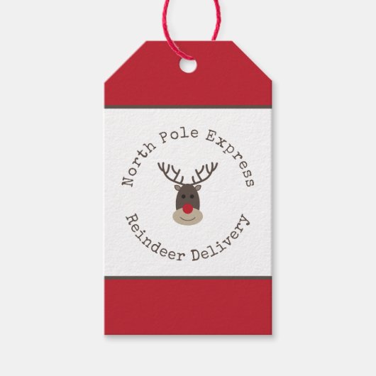 North Pole Express Rendier Rudolph Gift Label Cadeaulabel (Voorkant)