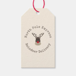 North Pole Express Rendier Rudolph Gift Label Cadeaulabel