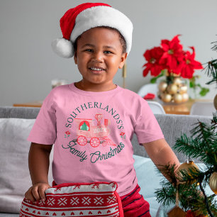 North Pole Express Roze Trein Familie Kerstmis T-shirt