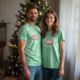 North Pole Express Roze Trein Familie Kerstmis Tri-Blend Shirt