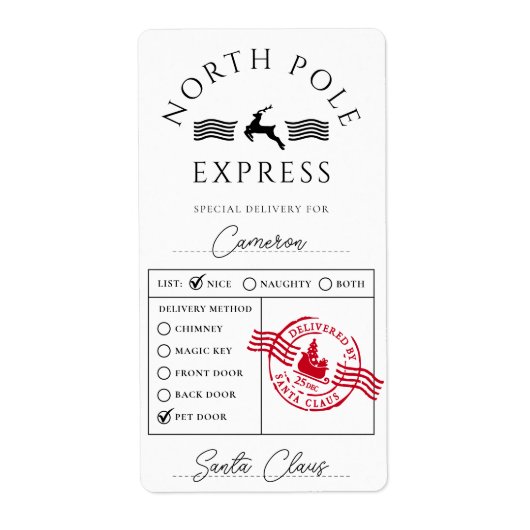 North Pole Express Speciale levering Etiket (Voorkant)