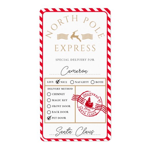 North Pole Express Speciale Leveringsgeschenk Stic Etiket (Voorkant)