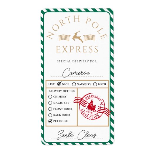 North Pole Express Speciale Leveringsgeschenk Stic Etiket (Voorkant)