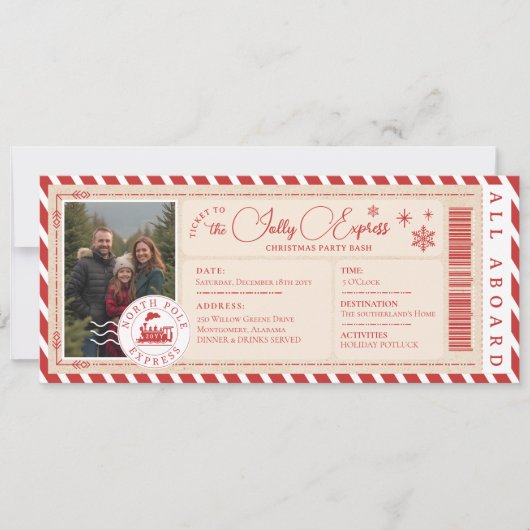 North Pole Express treinkaartje kerstfeest Kaart (Voorkant)