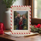 North Pole Express treinkaartje Kerstfoto Folie Feestdagenkaart