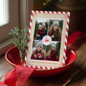 North Pole Express treinkaartje Kerstfoto Folie Feestdagenkaart