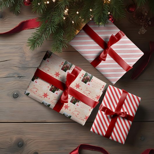 North Pole Express treinkaartje Kerstfoto Inpakpapier Vel