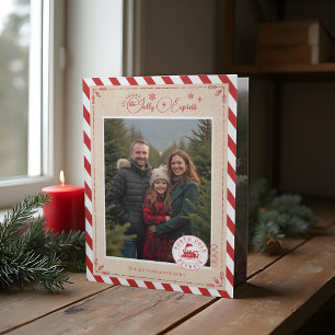 North Pole Express treinkaartje Kerstfoto's Drieluik Wenskaart