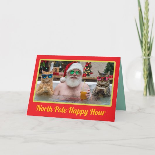 North Pole Happy Hour Feestdagen Kaart (Voorkant)