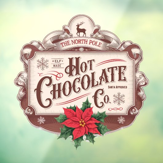North Pole Hot Chocolate Company Raamsticker (Vel 3)