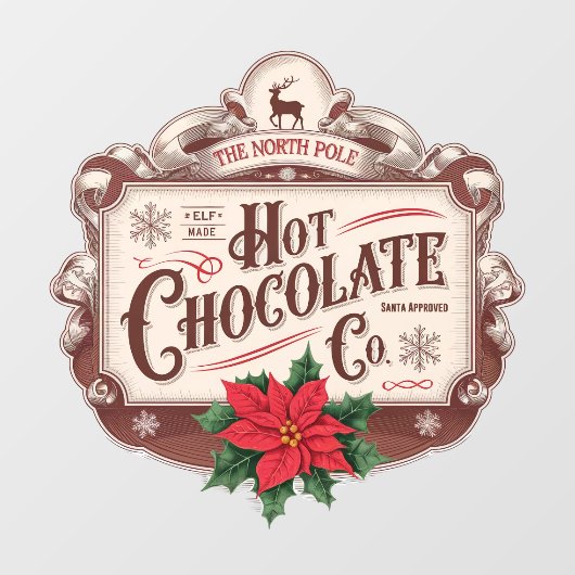 North Pole Hot Chocolate Company Raamsticker (Vel)