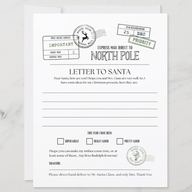 North Pole Letter To Santa (Voorkant)