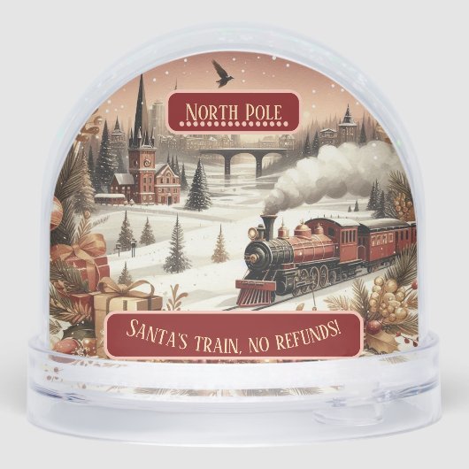 North Pole Magic Christmas Santas Train No Refunds Sneeuwbol (Achterkant)