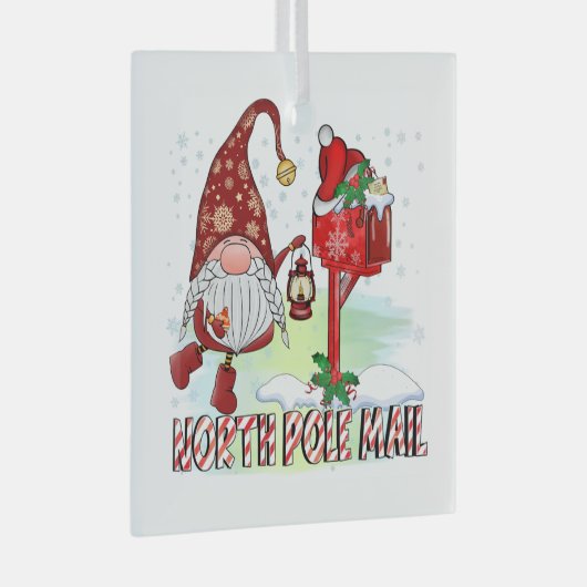 North Pole Mail Gnome Mailbox Lantern Glas Ornament (Voorkant Rechts)